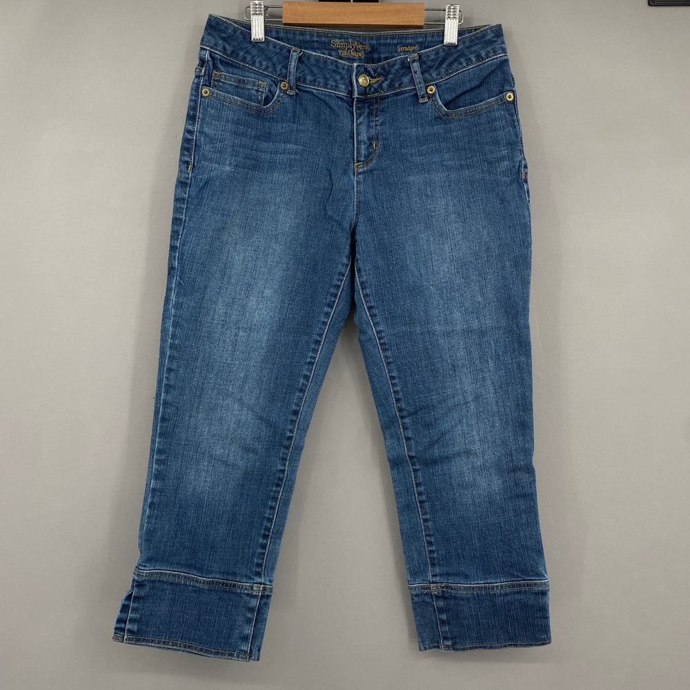 Simply Vera Vera Wang Straight Leg Cropped Jeans Womens 6 Medium Wash Y2K Capri